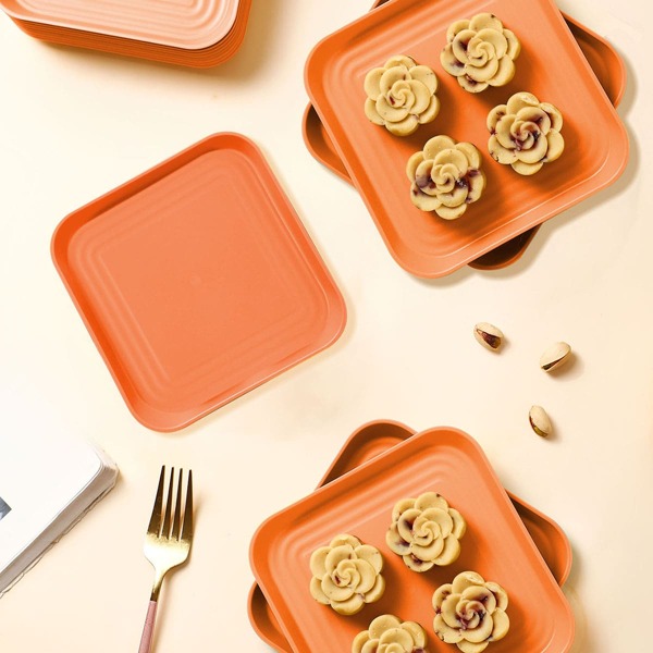 

1pc Plain Square Plate, Orange