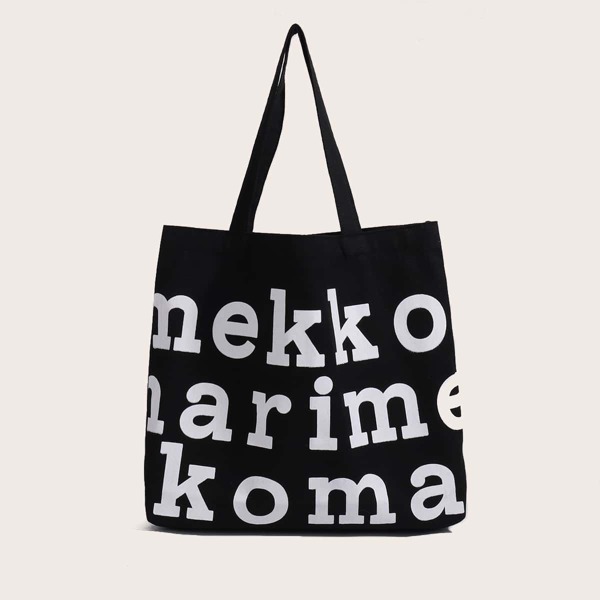 

Letter Graphic Shopper Bag, Black