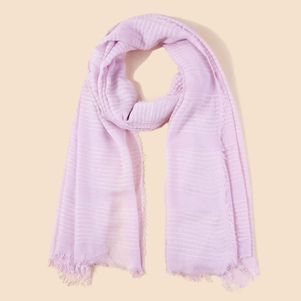 

Striped Pattern Scarf, Purple