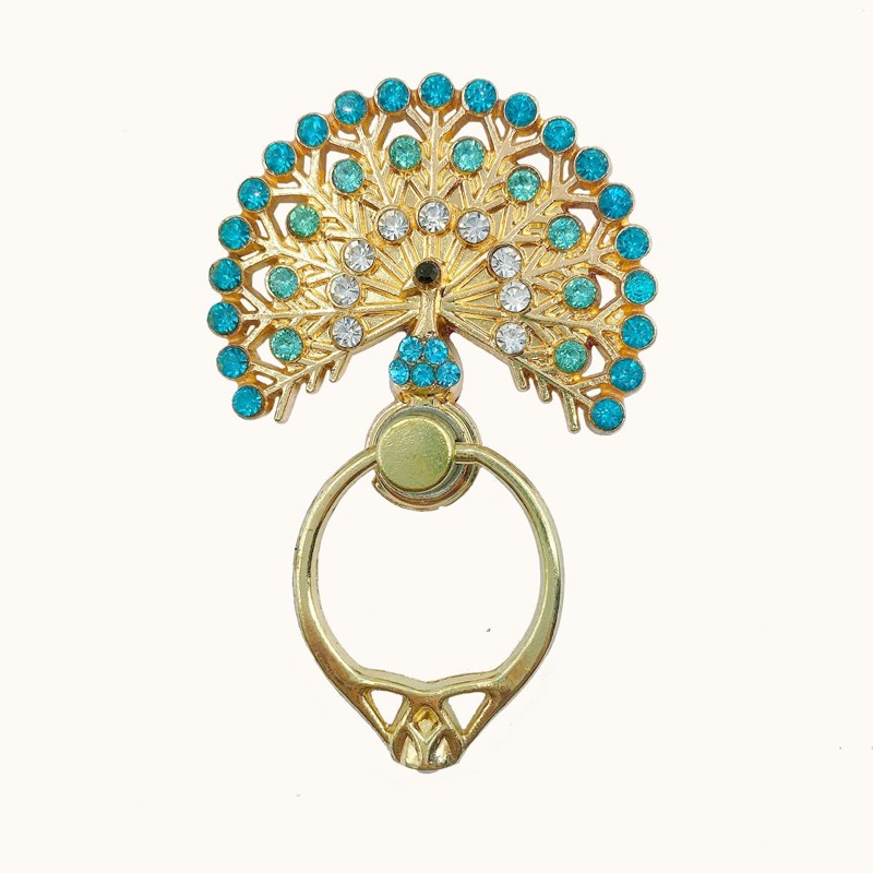 

Rhinestone Decor Peacock Phone Ring, Blue
