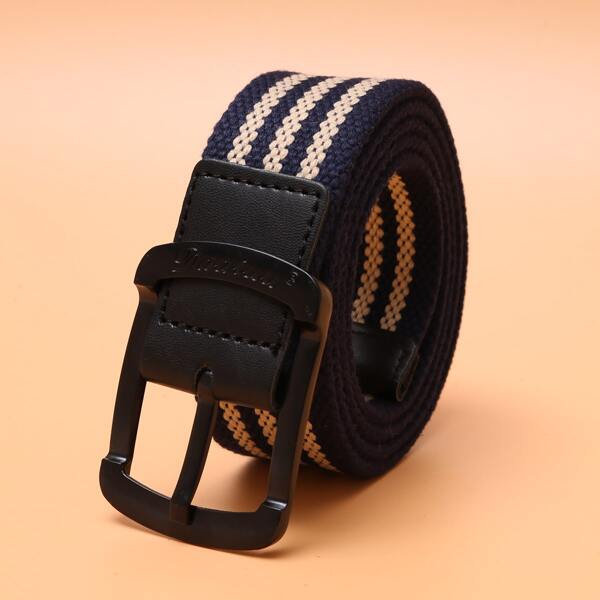 

Men Striped Pattern Belt, Multicolor