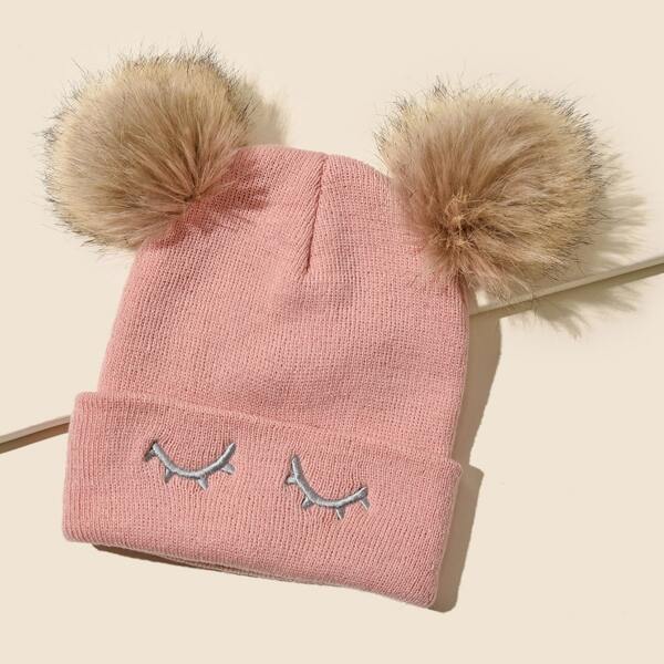 

Pom Pom Decor Beanie, Pink
