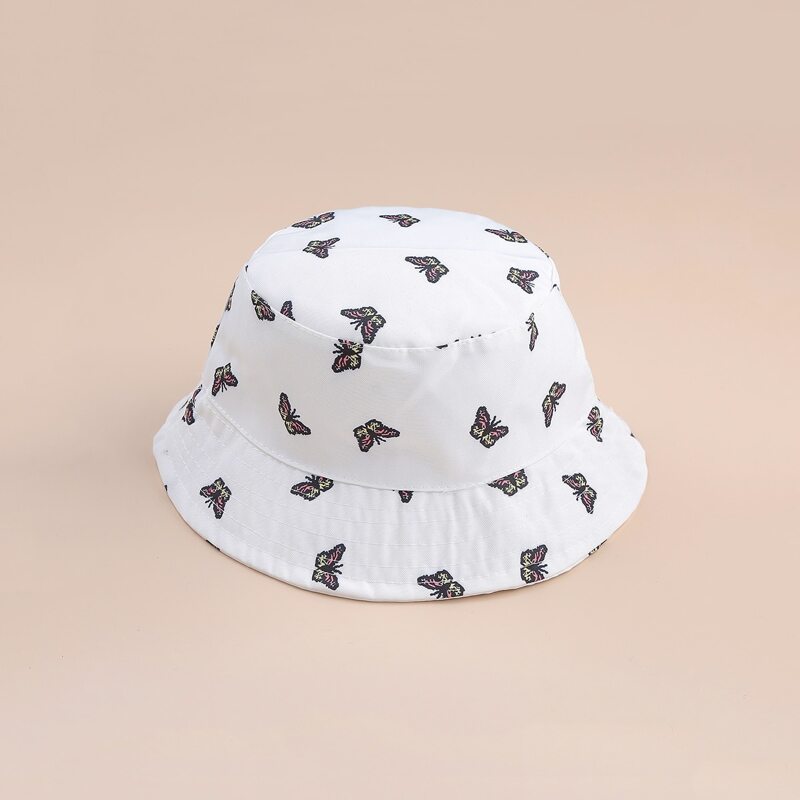 

Butterfly Print Bucket Hat, White
