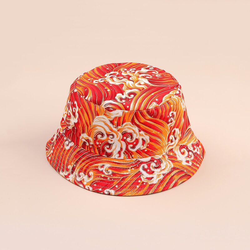 

Wave Print Bucket Hat, Red