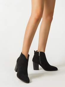 Point Toe Ankle Boots - Black - View 1