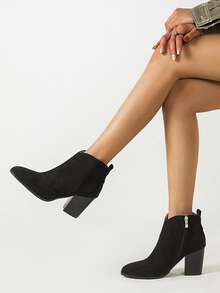 Point Toe Ankle Boots - Black - View 2