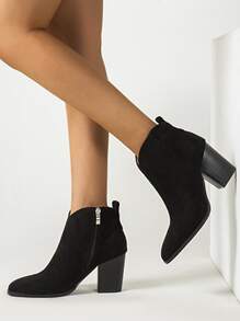 Point Toe Ankle Boots - Black - View 3