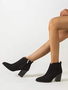 Point Toe Ankle Boots - Black - View 4