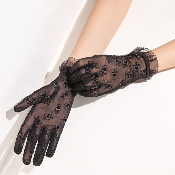

Sheer Lace Gloves, Black
