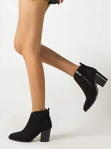 Point Toe Ankle Boots - Black - View 5