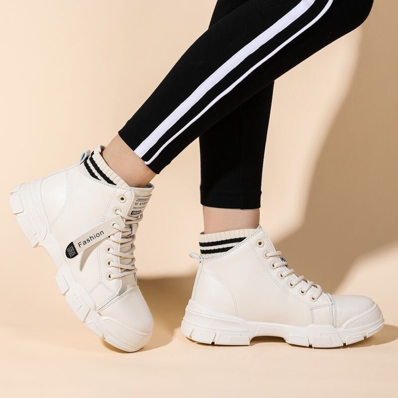 

Lace-up Front High Top Sneakers, Beige