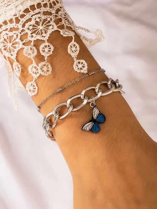 2pcs Cuff Butterfly Charm Knot Bracelet