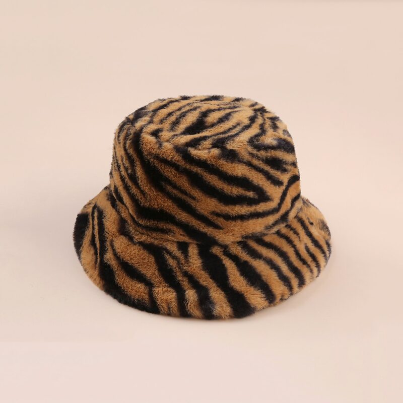 

Tiger Pattern Fluffy Bucket Hat, Multicolor