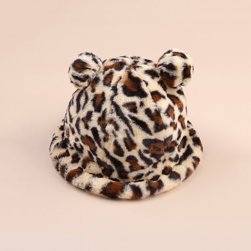 

Pom Pom Decor Leopard Bucket Hat, Multicolor