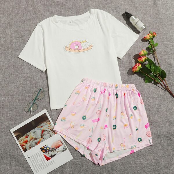 

Japanese Letter And Donut Pint Pajama Set, Multicolor