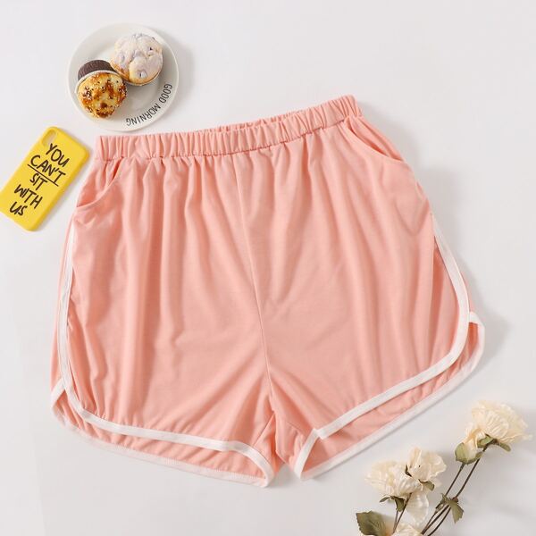 

Plus Contrast Binding Sleep Shorts, Baby pink