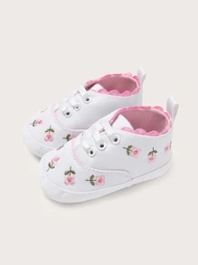 1pair Spring Autumn Soft Soled Baby Girls' Shoes, White, 0-1 Year Old Popular Item - White - View 1