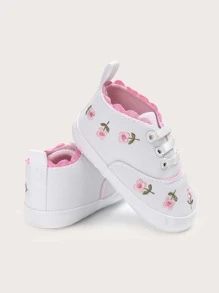 1pair Spring Autumn Soft Soled Baby Girls' Shoes, White, 0-1 Year Old Popular Item - White - View 4