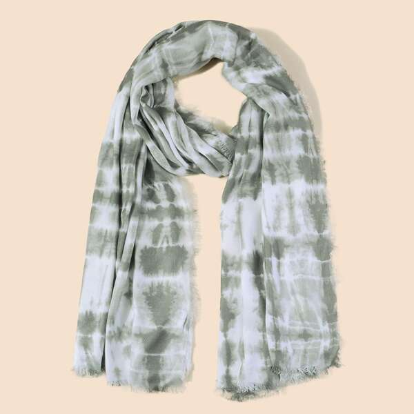 

Raw Hem Scarf, Dark green