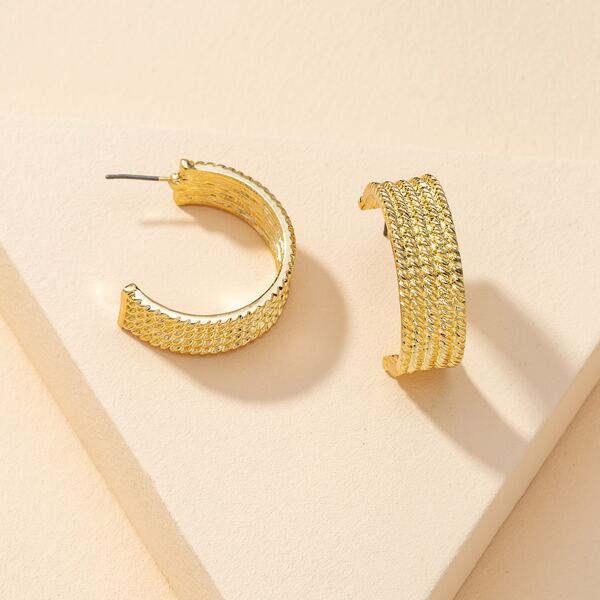 

Metal Cuff Hoop Earrings, Gold