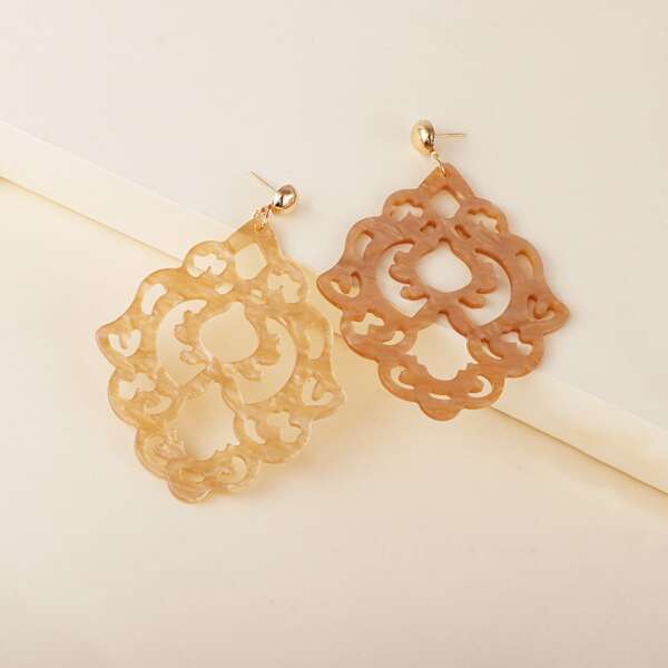 

Hollow Out Drop Earrings, Yellow