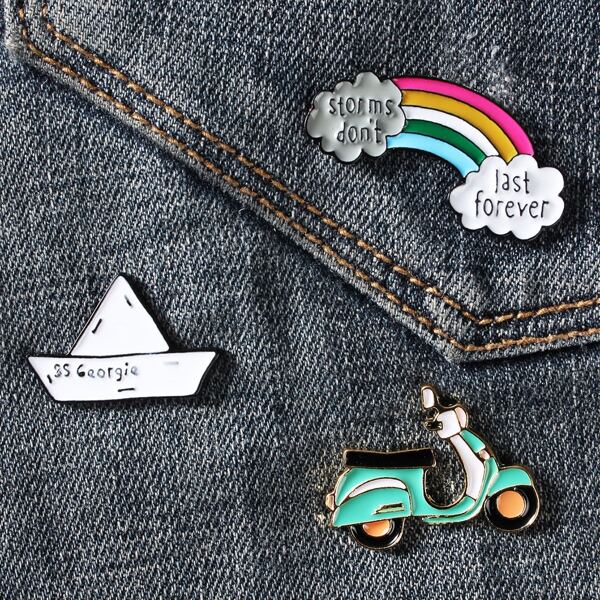 

3pcs Rainbow Shaped Brooch, Multicolor