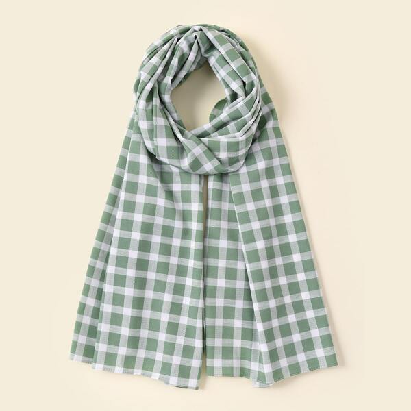 

Gingham Pattern Scarf, Green