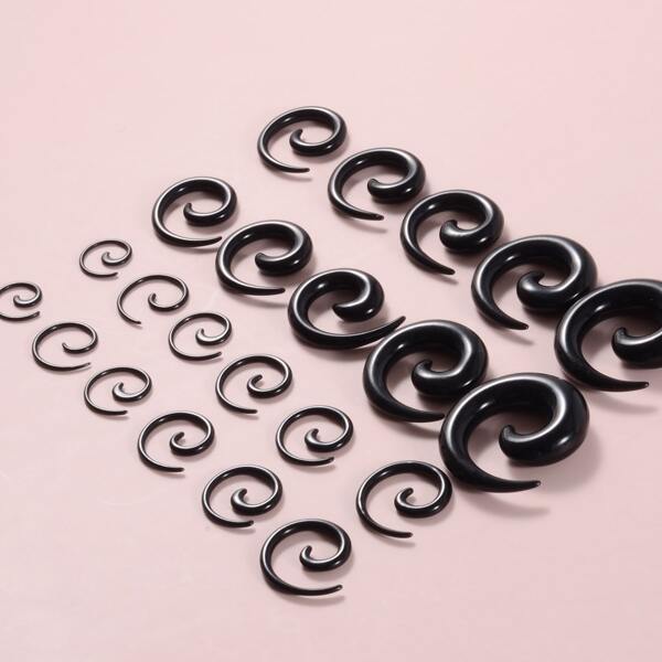 

22pcs Spiral Design Ear Expander, Black