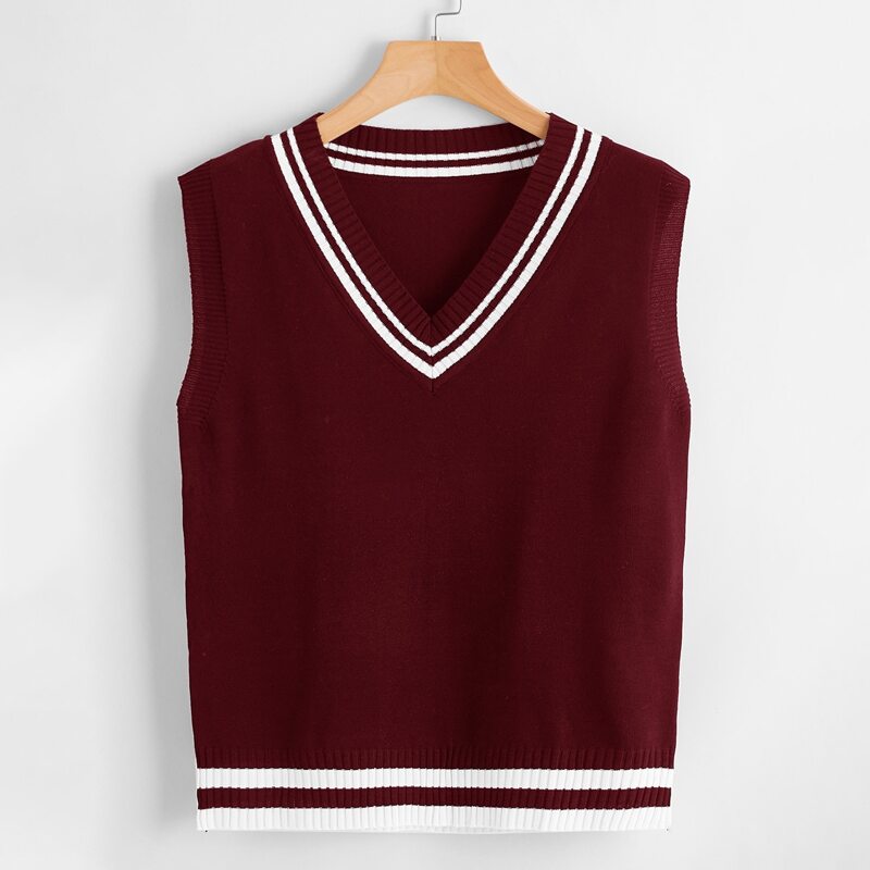 

V Neck Cricket Sweater Vest, Burgundy