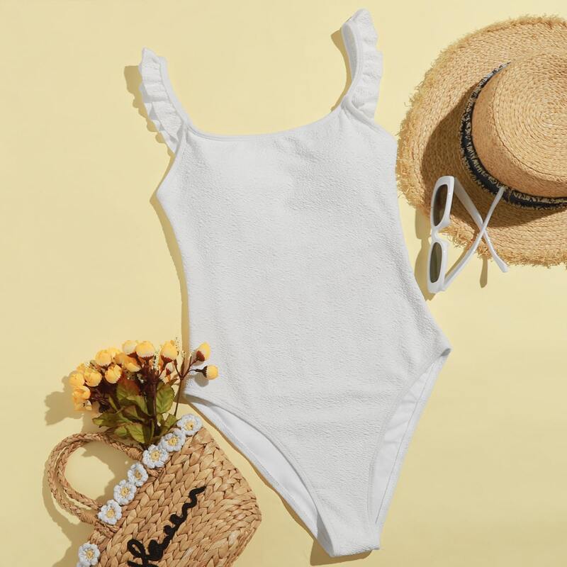

Frill Strap One Piece Swimsuit, White