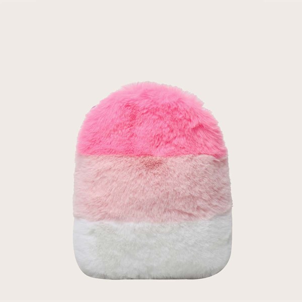

Girls Color Block Fluffy Chain Bag, Pink