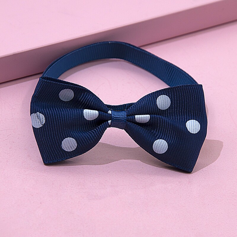 

1pc Polka Dot Bow Decor Cat Collar, Navy blue