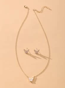 17KM 3 piezas set joya con mariposa - Multicolor - Ver 2