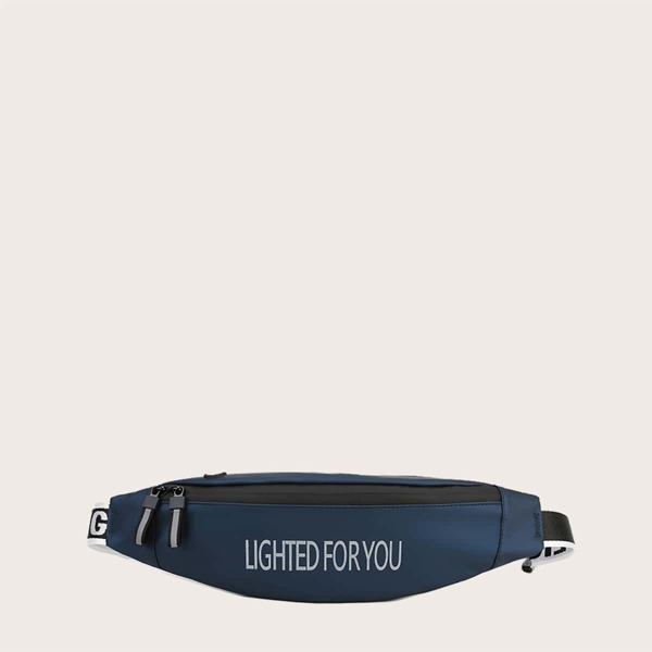 

Men Letter Graphic Fanny Pack, Blue