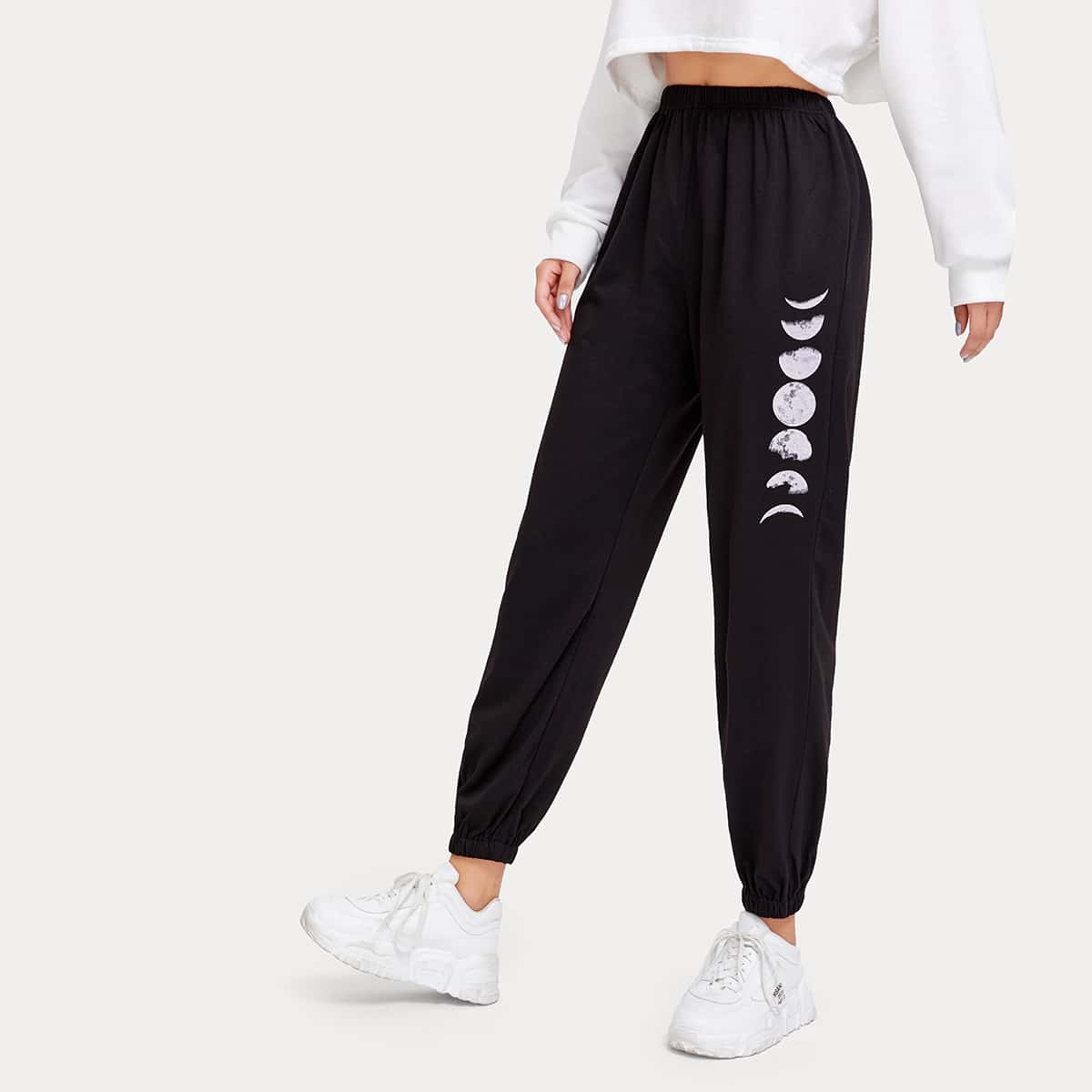 

Moon Graphic Sweatpants, Black