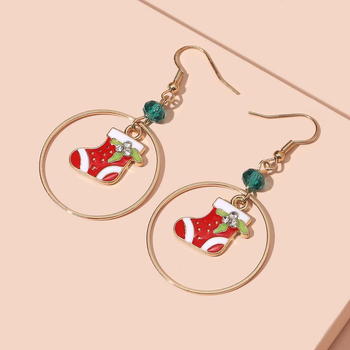 

Christmas Boots Charm Drop Earrings, Red