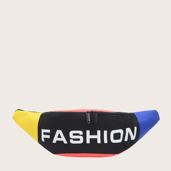 

Men Letter Graphic Color Block Fanny Pack, Multicolor