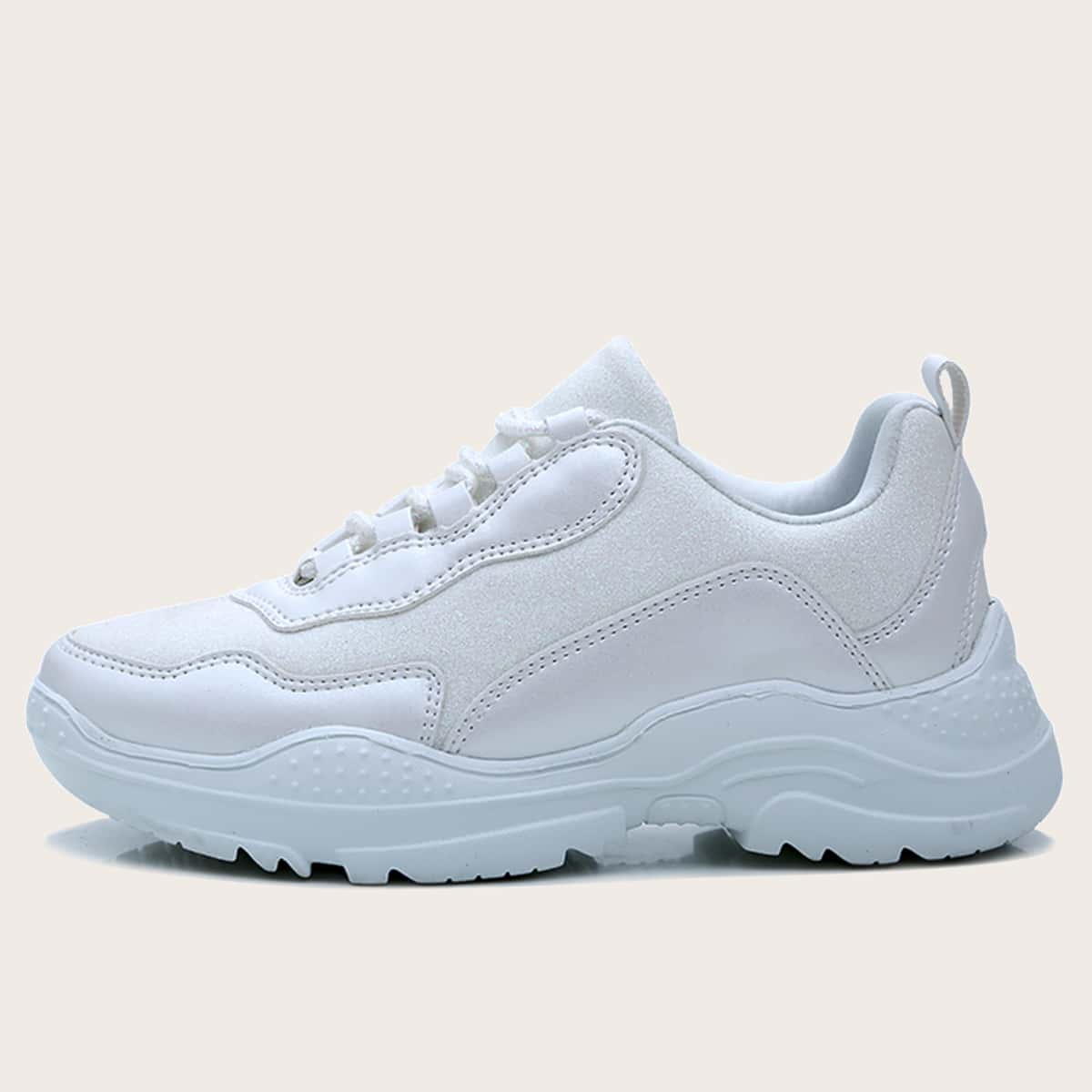 

Lace Up Front Wide Fit Sneakers, White