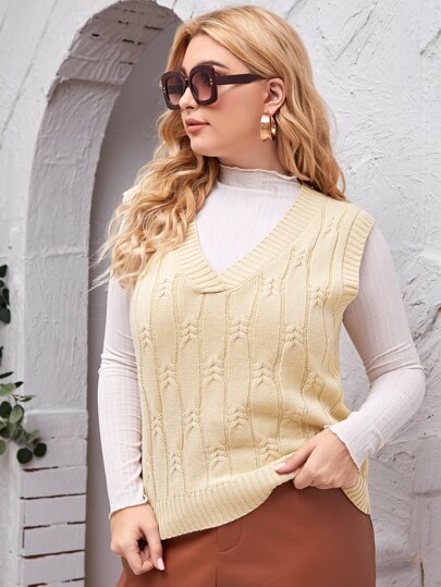Plus Cable Knit Sweater Vest
