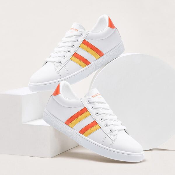 

Striped Skate Shoes, White