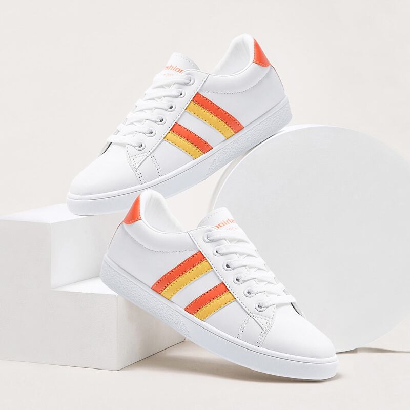 

Striped Skate Shoes, White