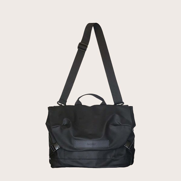 

Men Letter Patch Crossbody Bag, Black