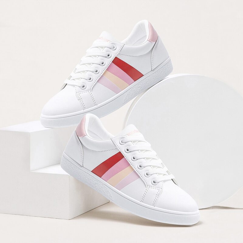 

Striped Skate Shoes, White