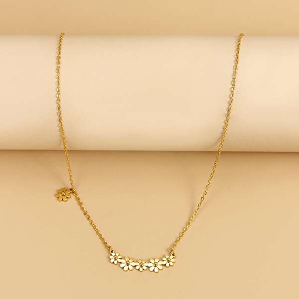 

Flower Decor Necklace, Gold