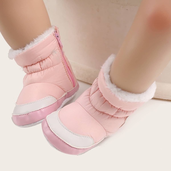

Baby Girl Star Pattern Fur Lined Boots, Pink