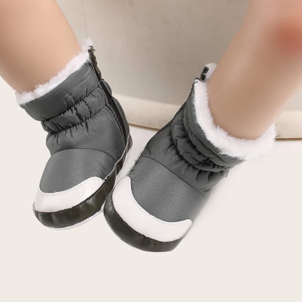 

Baby Boy Star Pattern Fuzz Lined Boots, Grey