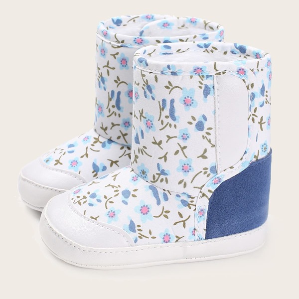 

Baby Boy Ditsy Floral Fur Lined Boots, White