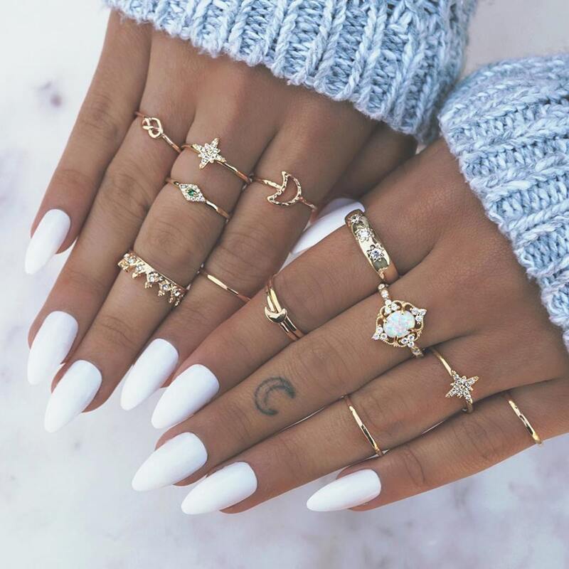 

13pcs Rhinestone Ring, Gold