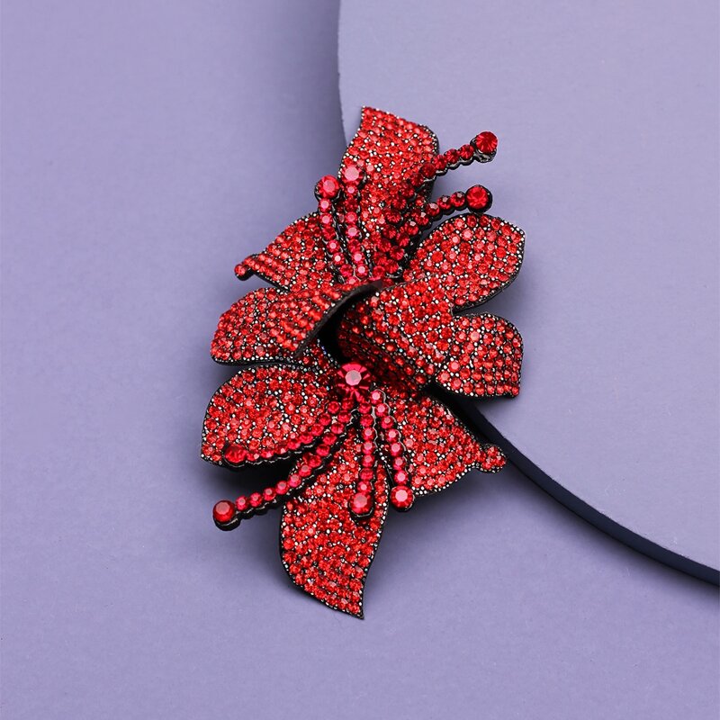 

Rhinestone Flower Brooch, Red