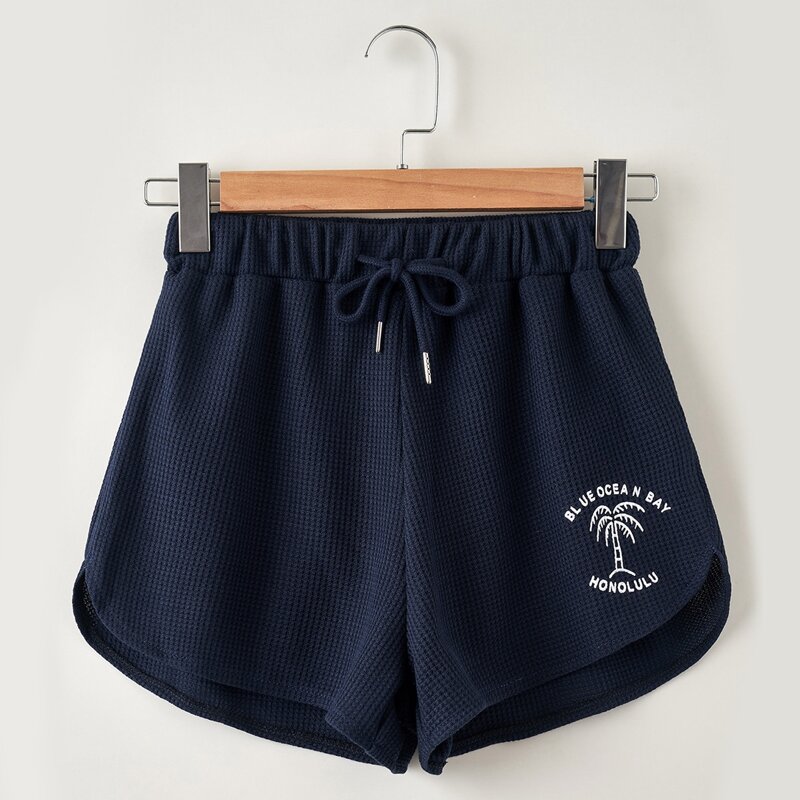 

Letter Tropical Graphic Track Shorts, Navy blue